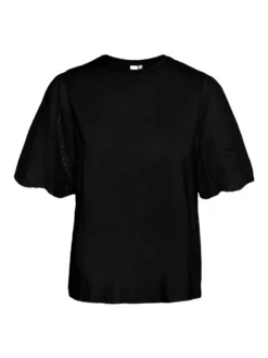 YASLEX BRODERIE ANGLAISE T-SHIRT -YAS Verkoopwinkel 26033890 Black 001