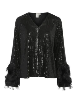 YASFLOW TOP MET LANGE MOUWEN -YAS Verkoopwinkel 26037683 Black 001