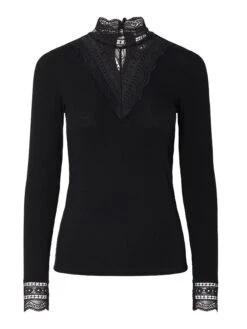 YASELLINA HOGE KRAAG TOP MET LANGE MOUWEN -YAS Verkoopwinkel 26037887 Black 001