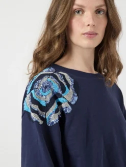 YASBLUGA MET DECORATIE SWEATSHIRT -YAS Verkoopwinkel 26039247 NavyBlazer 1231919 006