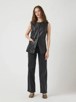 YASVERA LEER GILET -YAS Verkoopwinkel 26039275 Black 005