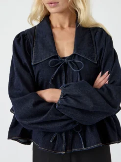 YASCELINA DENIM STRIK TOP -YAS Verkoopwinkel 26040008 DarkBlueDenim 006